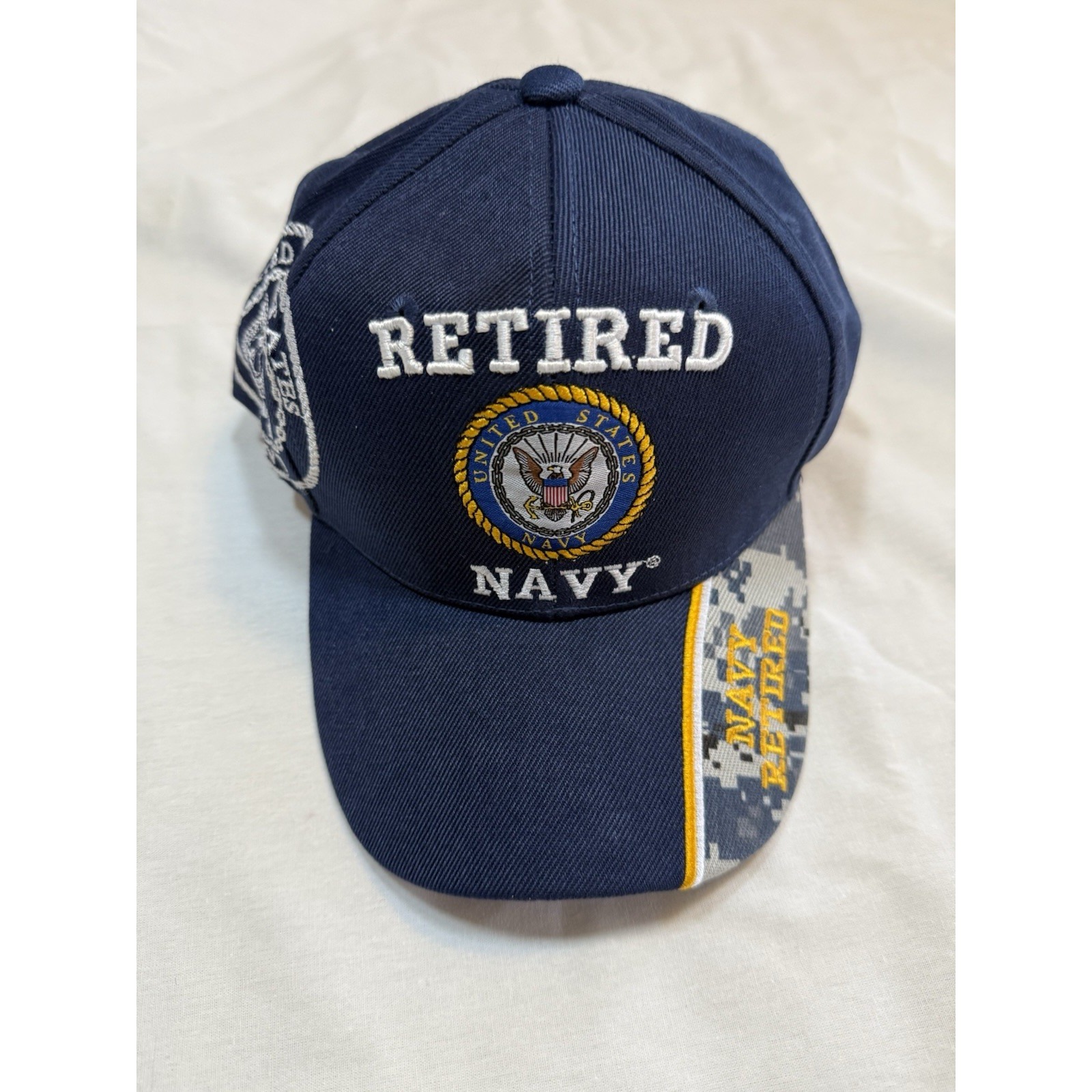 New Retired Us Navy Blue Baseball Embroidered Hat Adjustable Navy Cap Veteran